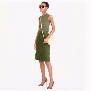 J.Crew khaki midi skirt with front slit